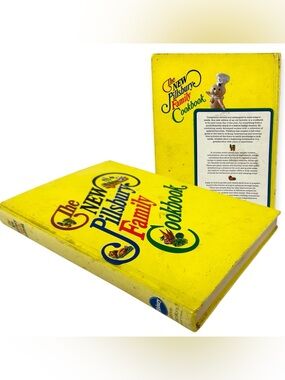 Vintage 1973 Pillsbury Family Cookbook Yellow Hardcover Vintage USA Doughboy
